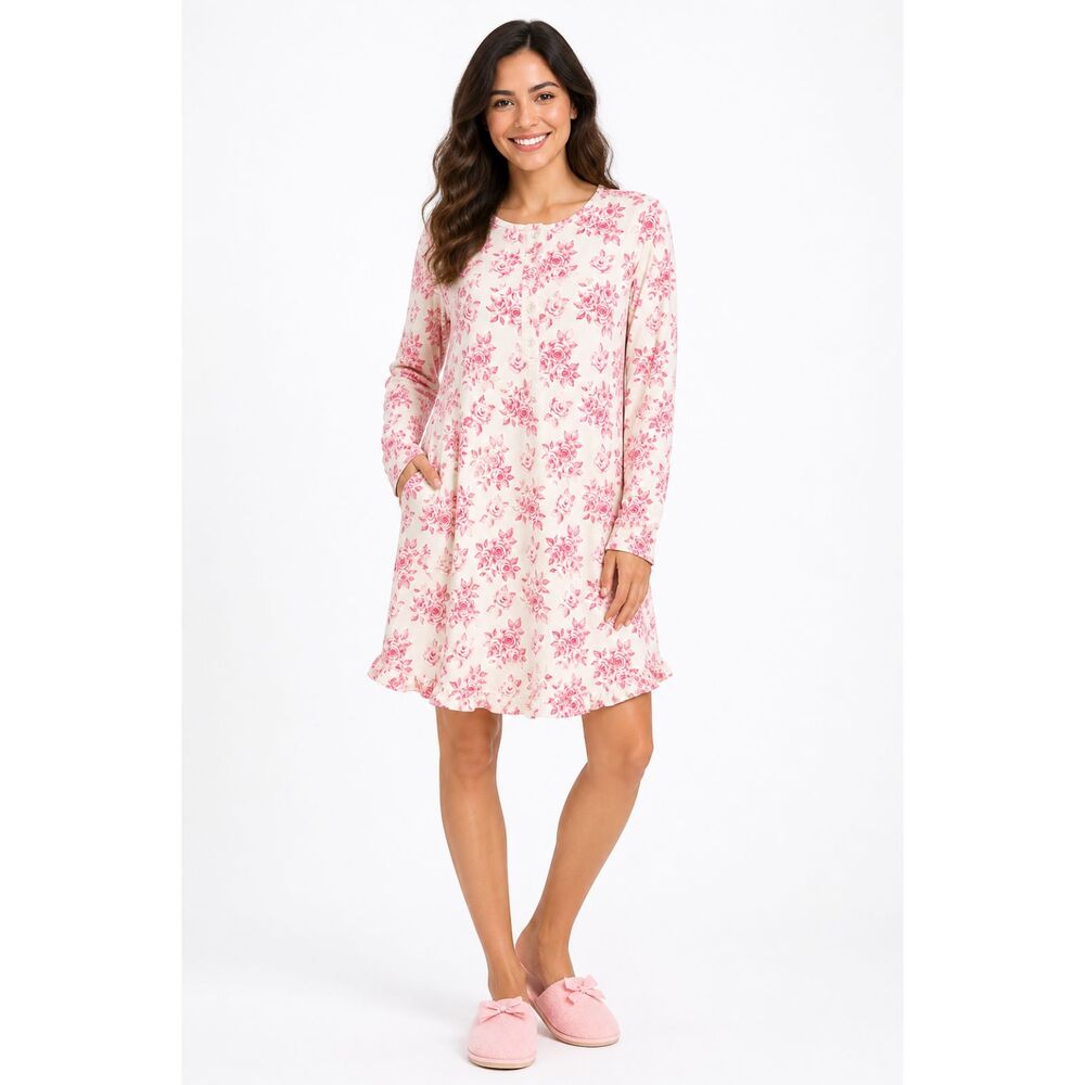 SweetHoney Women's Pink & White Floral Nightgown Sz M NWOT